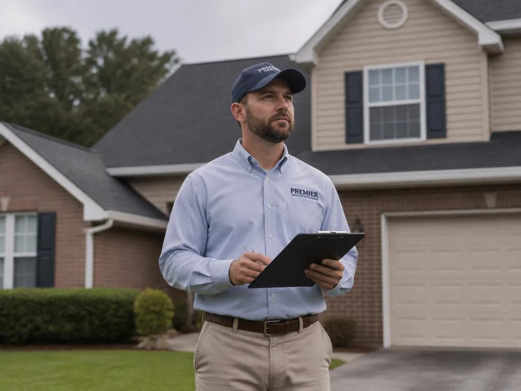 Property insurance adjuster inspecting a residential home